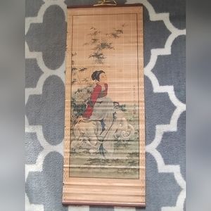 Vintage Asian Bamboo Wall Scroll